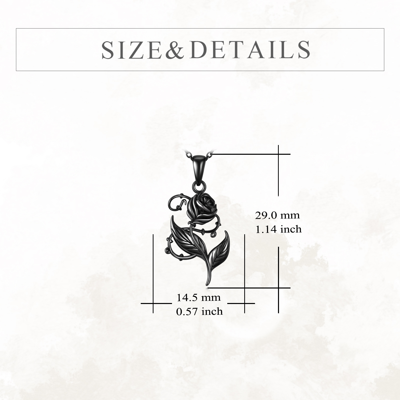 Women's Sterling Silver Black Rose Pendant Necklace